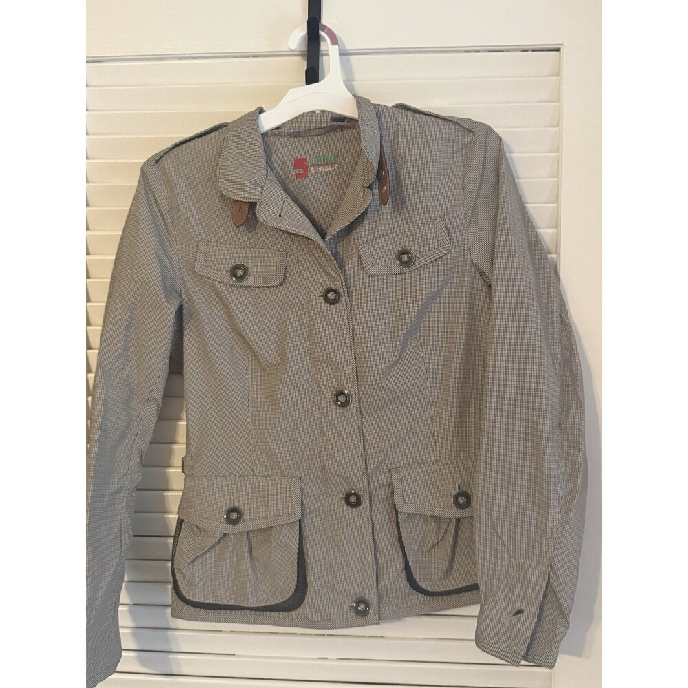Cinque FRIDA Gingham All-Weather Utility Jacket- Leather Trim, German-Engineered